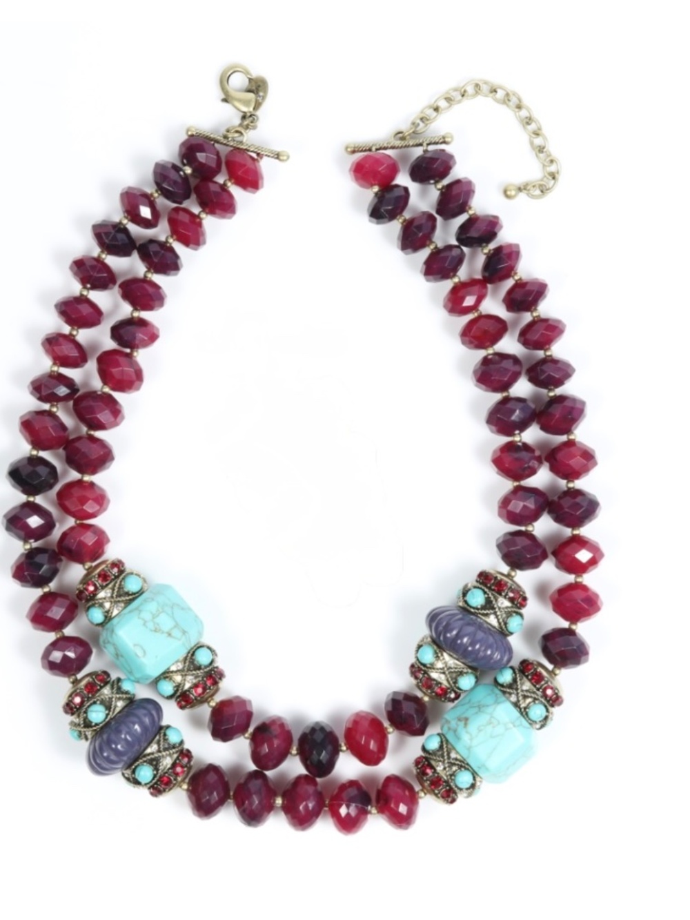 Joan Rivers Private Collection Premier Burgundy Turquoise Statement Necklace Box